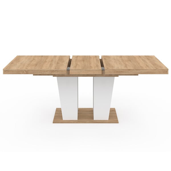 ID MARKET - Table à manger extensible rectangle ELIAD 6-10 personnes bois et blanc 160-200 cm - large