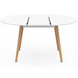 ID MARKET - Table à manger extensible ronde ANGELA 4-8 personnes blanc pied bois 110 - 150 cm - vignette