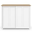 ID MARKET - Buffet 100 cm JANGO 2 portes coulissantes blanc et plateau bois - vignette