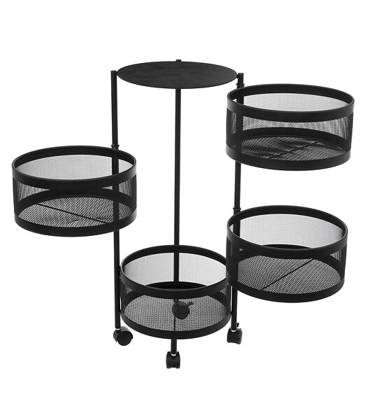 5 FIVE SIMPLY SMART - Resserre de cuisine 4 Paniers rotatifs sur roues en Métal Noir H 76 cm - large