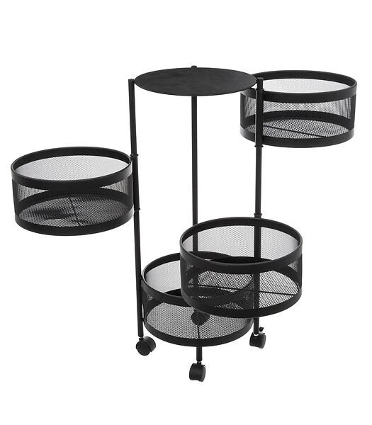 5 FIVE SIMPLY SMART - Resserre de cuisine 4 Paniers rotatifs sur roues en Métal Noir H 76 cm - large