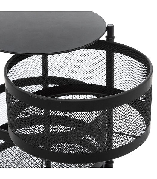 5 FIVE SIMPLY SMART - Resserre de cuisine 4 Paniers rotatifs sur roues en Métal Noir H 76 cm - large