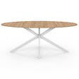 ID MARKET - Table à manger ovale ALIX 10 personnes pied araignée bois et blanc 200 cm - vignette