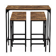 ID MARKET - Ensemble table haute de bar DAYTON 100 cm et 4 chaises de bar effet vieilli design industriel - vignette