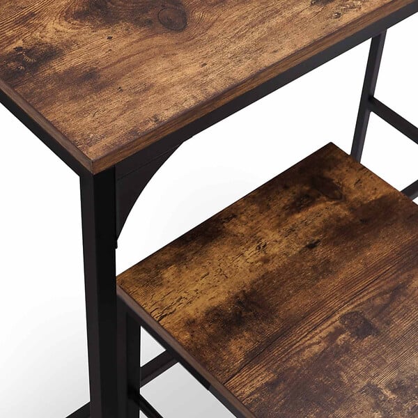 ID MARKET - Ensemble table haute de bar DAYTON 100 cm et 4 chaises de bar effet vieilli design industriel - large