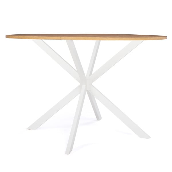 ID MARKET - Table à manger ronde ALIX 6 personnes pied araignée bois et blanc 110 cm - large