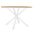 ID MARKET - Table à manger ronde ALIX 6 personnes pied araignée bois et blanc 110 cm - vignette