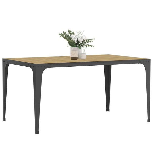 ID MARKET - Table à manger rectangle NELLY 8 personnes bois et noir design industriel 150 cm - large