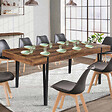 ID MARKET - Table à manger extensible rectangle AUSTRIA 6-10 personnes bois foncé pied épingle noir 160-200 cm - vignette