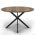 ID MARKET - Table à manger ronde ALIX 6 personnes pied araignée noir et plateau bois foncé HAWKINS 110 cm - vignette