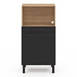 ID MARKET - Buffet mi-haut de cuisine pour micro-onde 60 cm CINA 1 tiroir 2 portes façon hêtre et noir - vignette