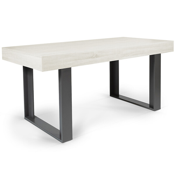 ID MARKET - Table à manger rectangle PHOENIX 6 personnes bois gris 160 cm - large