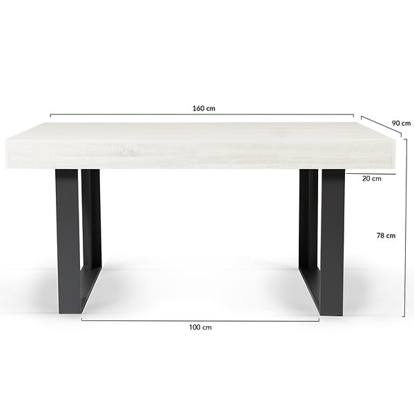 ID MARKET - Table à manger rectangle PHOENIX 6 personnes bois gris 160 cm - large