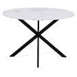 ID MARKET - Table à manger ronde ALIX 6 personnes pied araignée noir et plateau effet marbre blanc ALASKA 110 cm - vignette