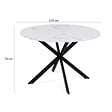 ID MARKET - Table à manger ronde ALIX 6 personnes pied araignée noir et plateau effet marbre blanc ALASKA 110 cm - vignette