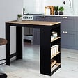 ID MARKET - Table de bar BARTH 2 à 4 personnes bois noir plateau façon hêtre - vignette