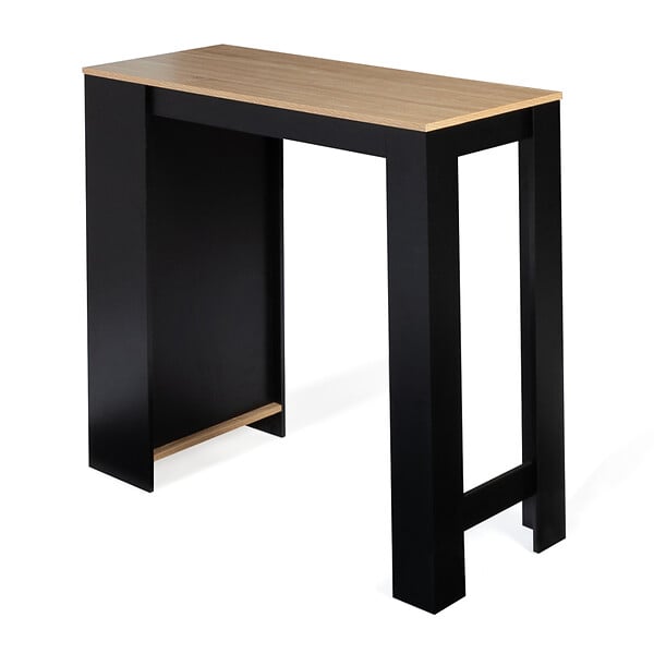 ID MARKET - Table de bar BARTH 2 à 4 personnes bois noir plateau façon hêtre - large