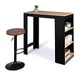 ID MARKET - Table de bar BARTH 2 à 4 personnes bois noir plateau façon hêtre - vignette