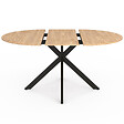 ID MARKET - Table à manger extensible ronde ALIX 4-8 personnes pied araignée bois et noir 110-150 cm - vignette