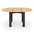 ID MARKET - Table à manger extensible ronde DONA 4-8 personnes noire plateau façon hêtre 110-150 cm - vignette