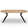 ID MARKET - Table à manger extensible ronde ALIX 4-10 personnes pied araignée bois et noir 110-200 cm - vignette