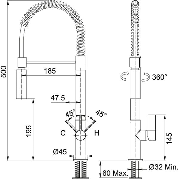 FRANKE - mitigeur évier avec douchette chromé - 888909 - large
