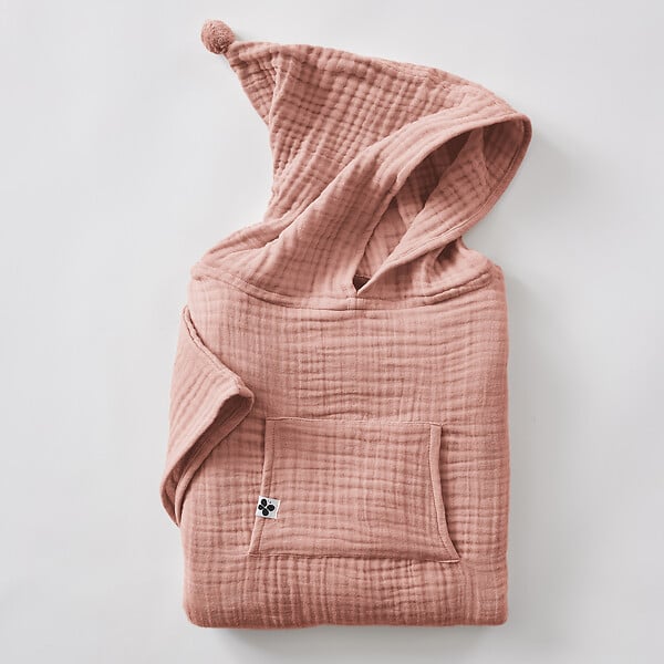 PAPILLON - Poncho enfant mixte 2/5 ans Gaze de coton unie GAIA Rose pêche - large