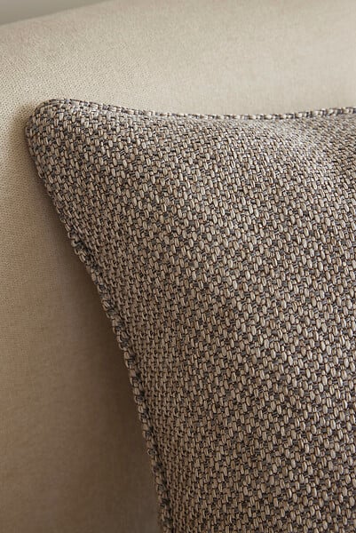 FIL ARIANE - FA - Coussin déhoussable avec passepoil Galet 50 x 50 cm Polyester fils teints jacquard ATLAS Galet - large