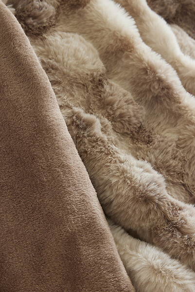 FIL ARIANE - FA - Plaid 125 x 150 cm Polyester fausse fourrure ASTRA Taupe - large