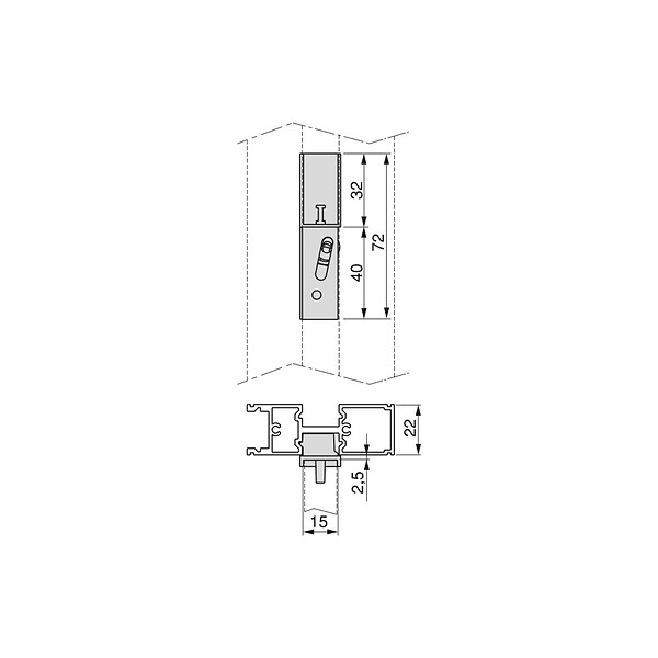 EMUCA - Kit de fixation pour 4 étagères en bois et 1 tringle de suspension de 1m de long Zero, Aluminium et Zamak et Plastique, Peint gris pierre - large