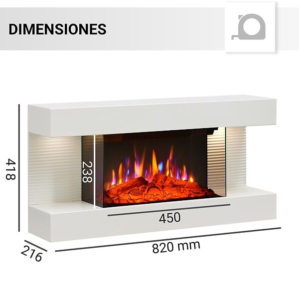 BALDERIA - Cheminée électrique BALDERIA Ida – Cheminée murale - Blanc - large
