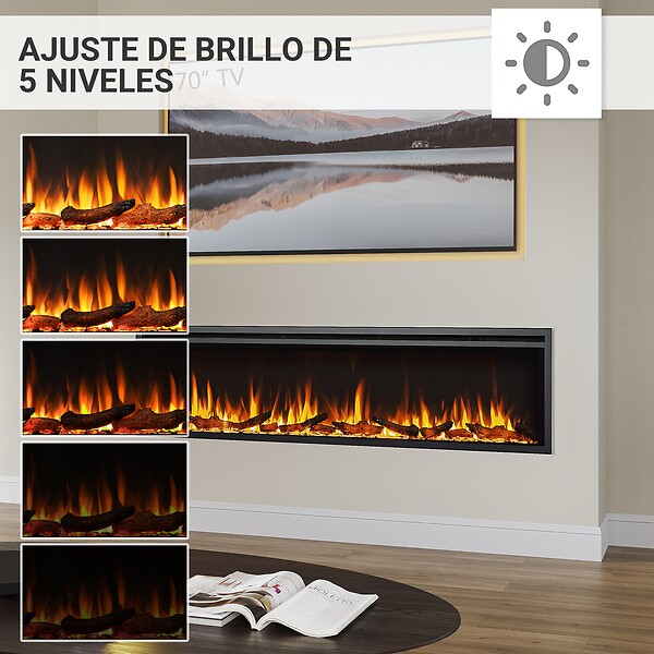 BALDERIA - Cheminée électrique BALDERIA Atalanta 72 - Cheminée encastrable - Noir - large