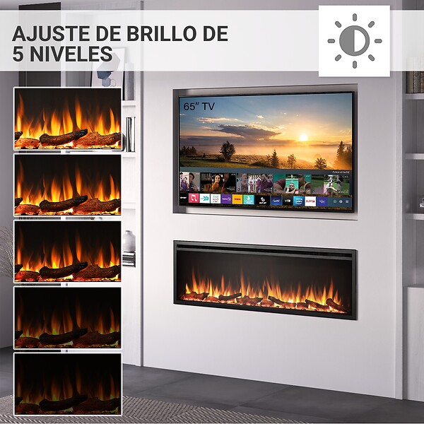 BALDERIA - Cheminée électrique BALDERIA Atalanta 60 - Cheminée encastrable, 1500 W - Noir - large