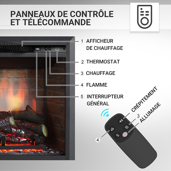 BALDERIA - Cheminée électrique BALDERIA Calida 30 - Cheminée encastrable - Noir - large