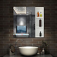 AICA SANITAIRE - AICA Armoire de Toilette Mural avec Miroir Niches Intégrées et Rangement Fermé - Moderne, Blanc, 80x70 cm - vignette