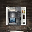 AICA SANITAIRE - AICA Armoire de Toilette Mural avec Miroir Niches Intégrées et Rangement Fermé - Moderne, Blanc, 80x70 cm - vignette