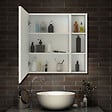 AICA SANITAIRE - AICA Armoire de Toilette Mural avec Miroir Niches Intégrées et Rangement Fermé - Moderne, Blanc, 80x70 cm - vignette