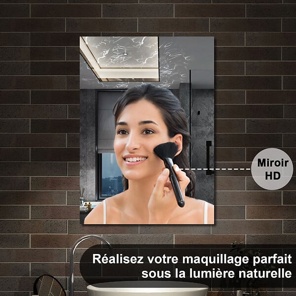 AICA SANITAIRE - AICA Armoire de Toilette Mural avec Miroir et Rangement - Moderne, Chêne, 50x70 cm - large