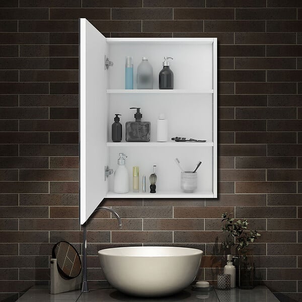 AICA SANITAIRE - AICA Armoire de Toilette Mural avec Miroir et Rangement - Moderne, Blanc, 50x70 cm - large