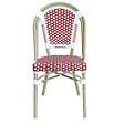 OVIALA - Chaise de terrasse bistrot parisien en aluminium et rotin rouge - Belleville - vignette