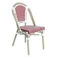 OVIALA - Chaise de terrasse bistrot parisien en aluminium et rotin rouge - Belleville - vignette