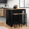 ID MARKET - Table de bar îlot JUNO bois noir et plateau façon hêtre - vignette