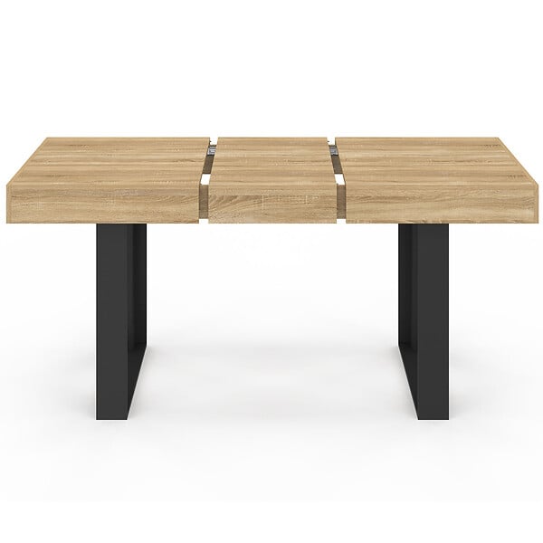 ID MARKET - Table à manger extensible rectangle PHOENIX 4-6 personnes bois et noir 120-160 cm - large