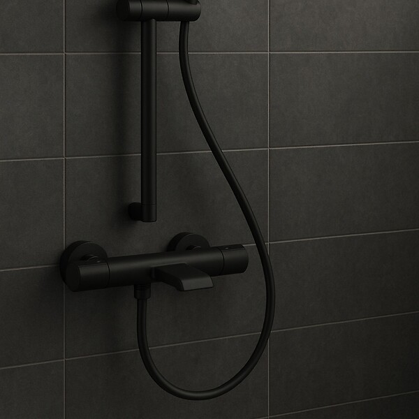 ESSEBAGNO - Carra mitigeur bain-douche thermostatique noir - large