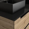 AURLANE - Meuble salle de bains 120cm Chene et noir, Vasques carrees et Miroirs Led Diam 50cm - OMEGA - vignette