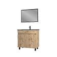 AURLANE - Meuble salle de bain 80x80 cm - Finition chene naturel + vasque noire + miroir - TIMBER 80 - Pack05 - vignette