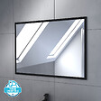 AURLANE - Meuble salle de bain 80x80 cm - Finition chene naturel + vasque noire + miroir - TIMBER 80 - Pack05 - vignette