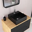 AURLANE - Meuble de Salle de Bains 80 cm avec Vasque Carrée - Finition Chêne naturel et Noir Mat - UBY - vignette