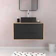 AURLANE - Meuble de Salle de Bains 80 cm avec Vasque Carrée - Finition Chêne naturel et Noir Mat - UBY - vignette