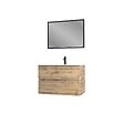 AURLANE - Meuble salle de bain 80x54 - Finition chene naturel + vasque blanche + miroir - TIMBER 80 - Pack 35 - vignette